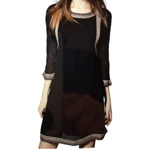 NWT Elenyun Silk Embroidered Mini Dress 3/4 Bell Sleeves - Size XL